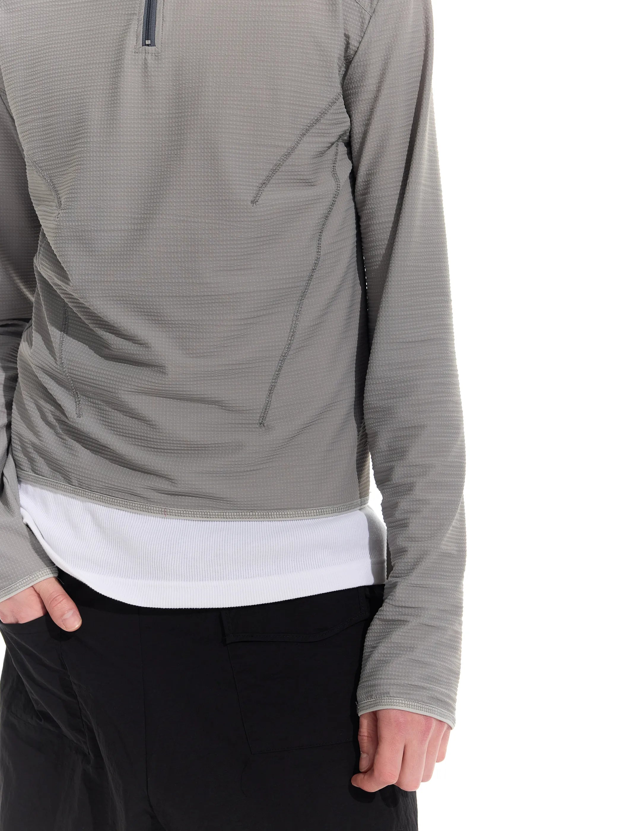 Half-open zip-up sun-protective long sleeve