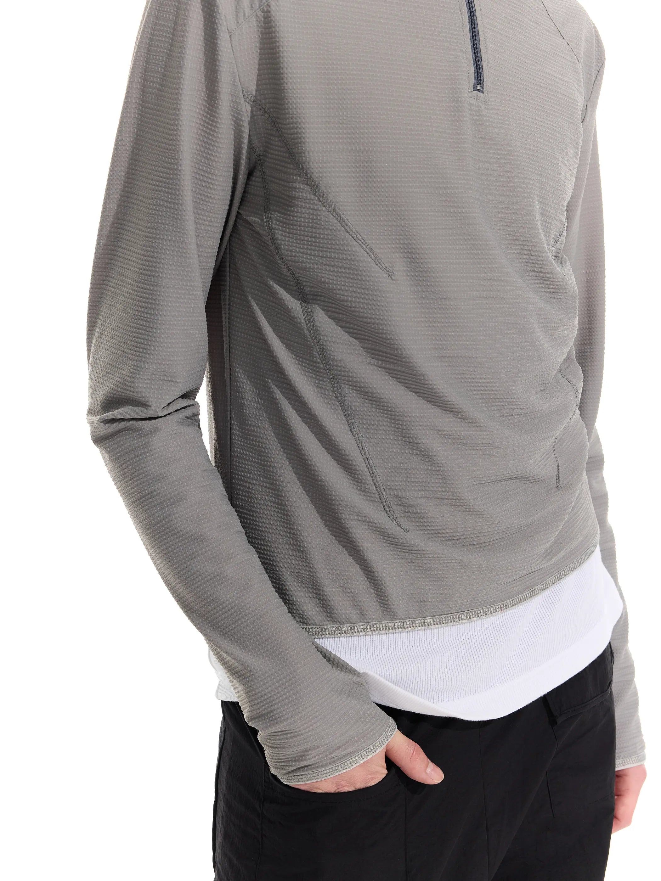 Half-open zip-up sun-protective long sleeve
