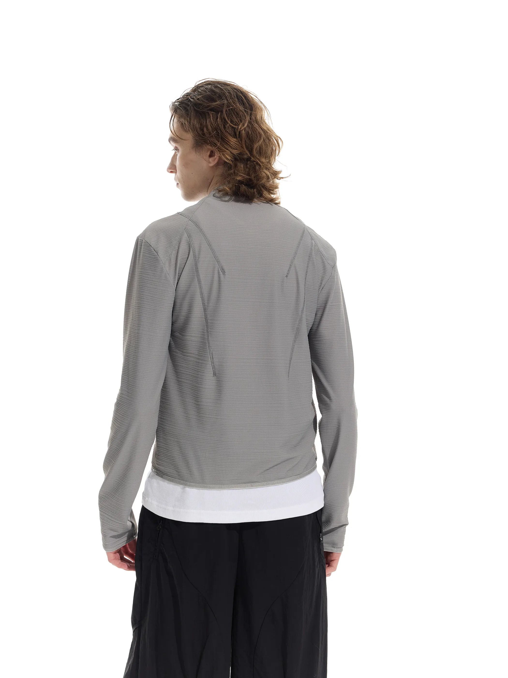 Half-open zip-up sun-protective long sleeve