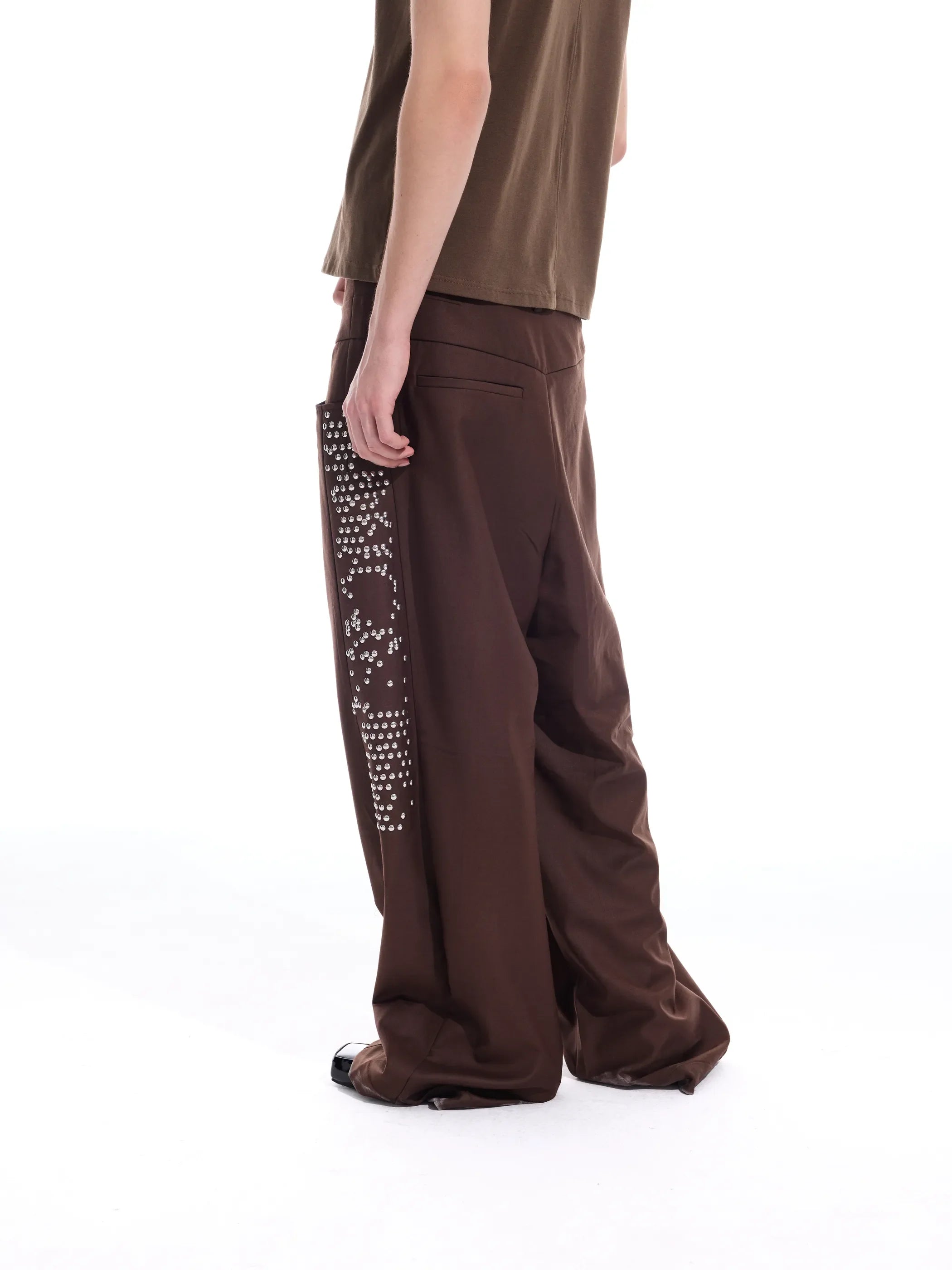 Hotfix-ribbon straight-leg trousers
