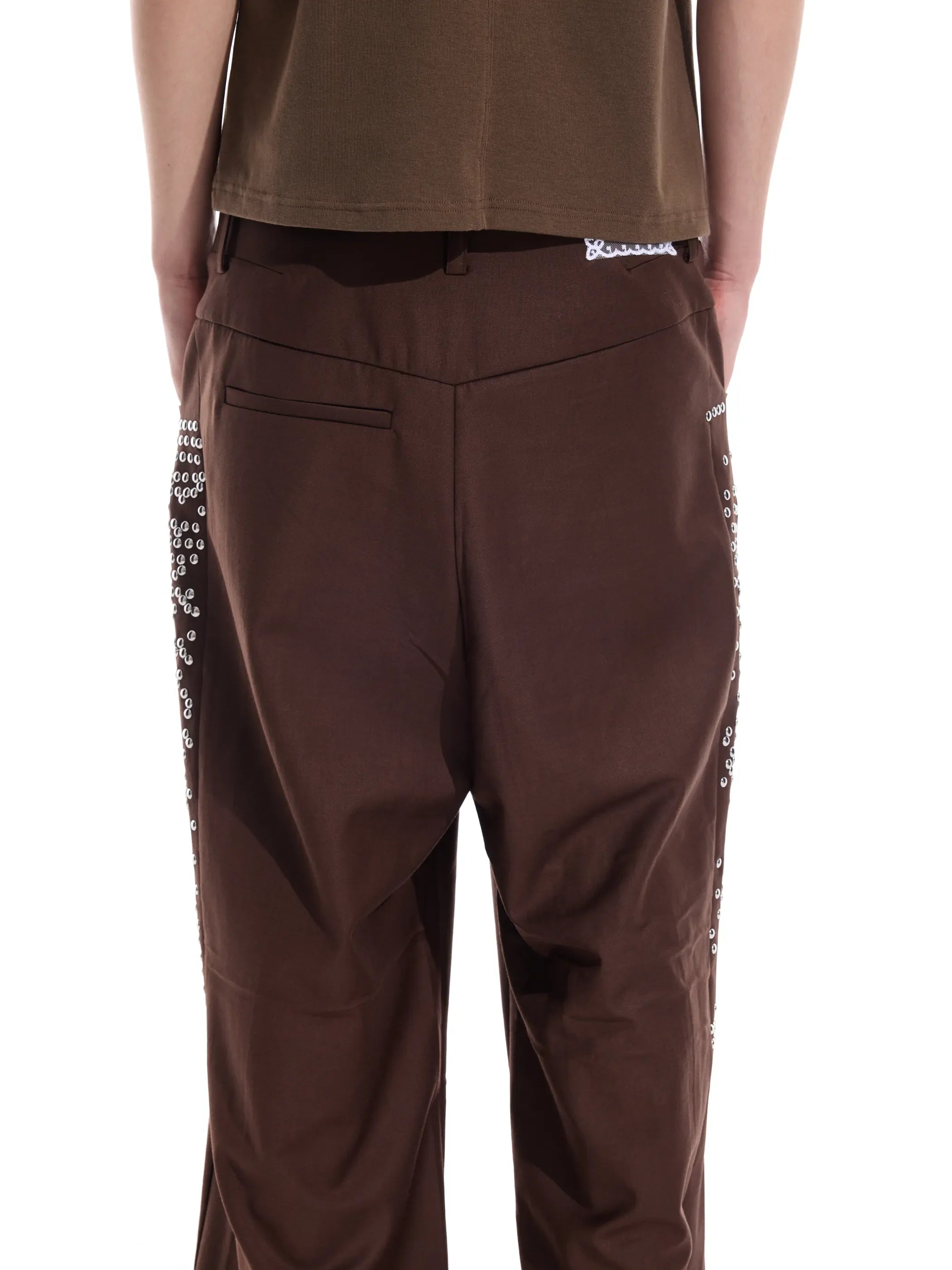 Hotfix-ribbon straight-leg trousers