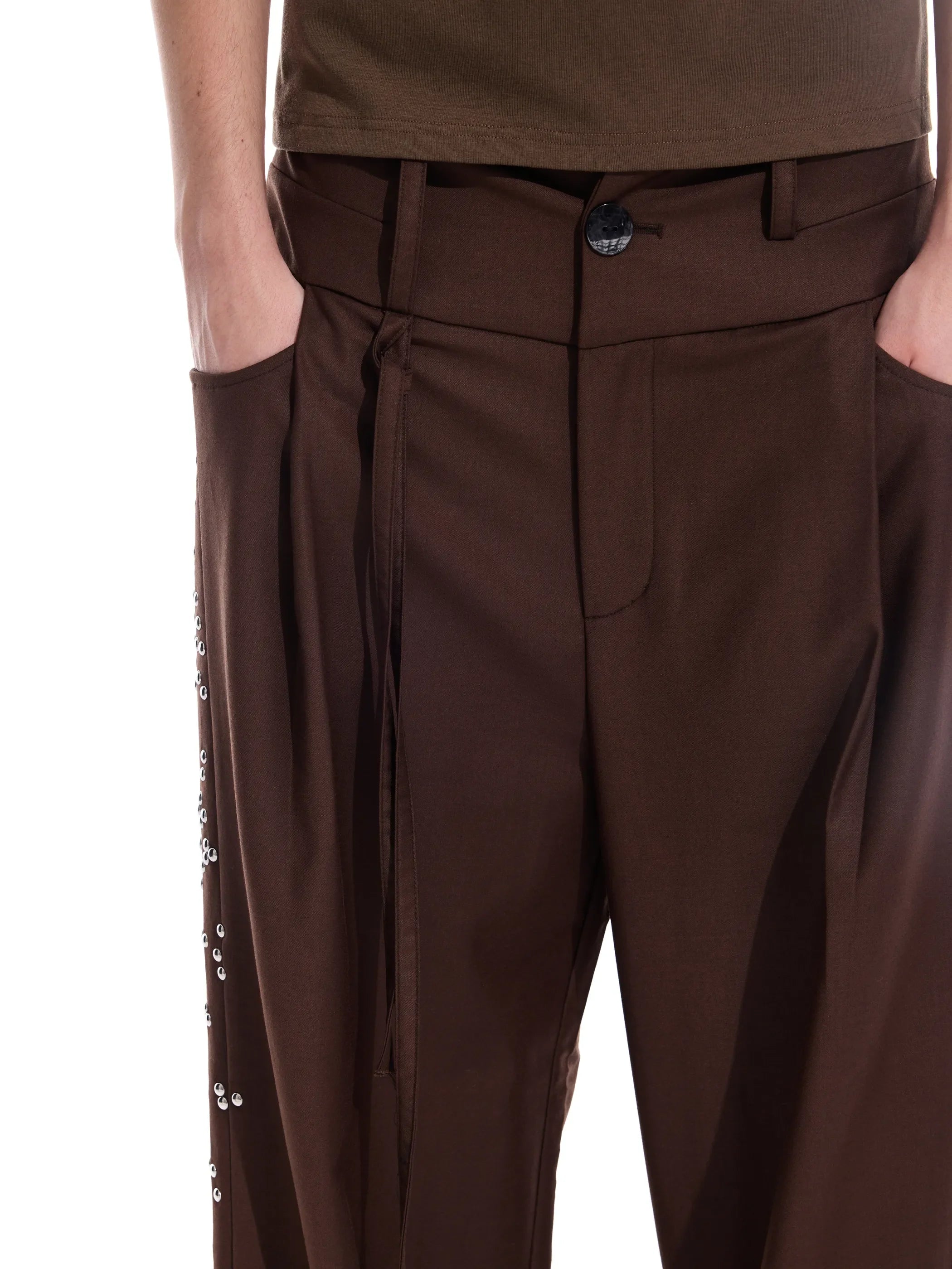 Hotfix-ribbon straight-leg trousers
