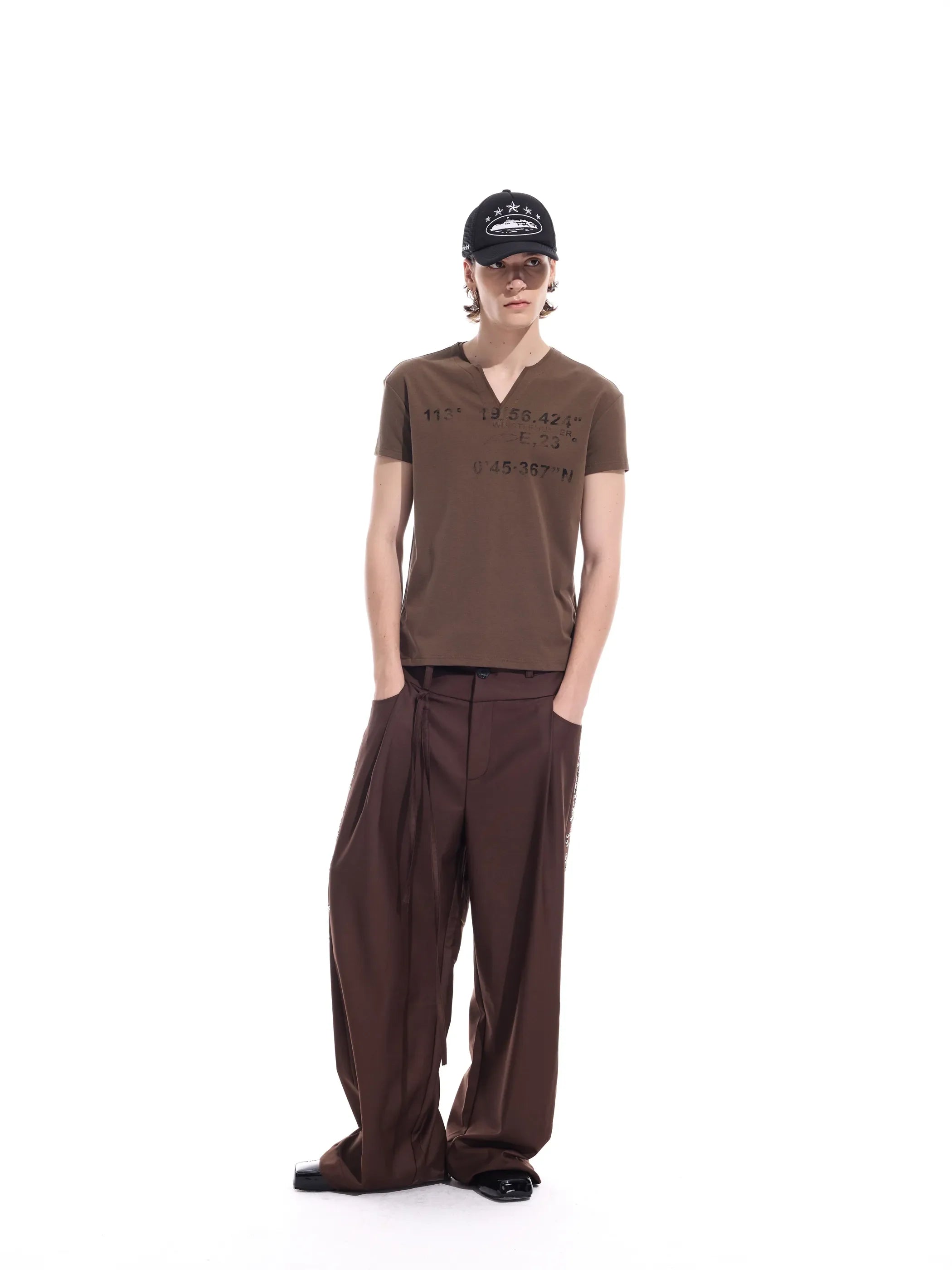 Hotfix-ribbon straight-leg trousers