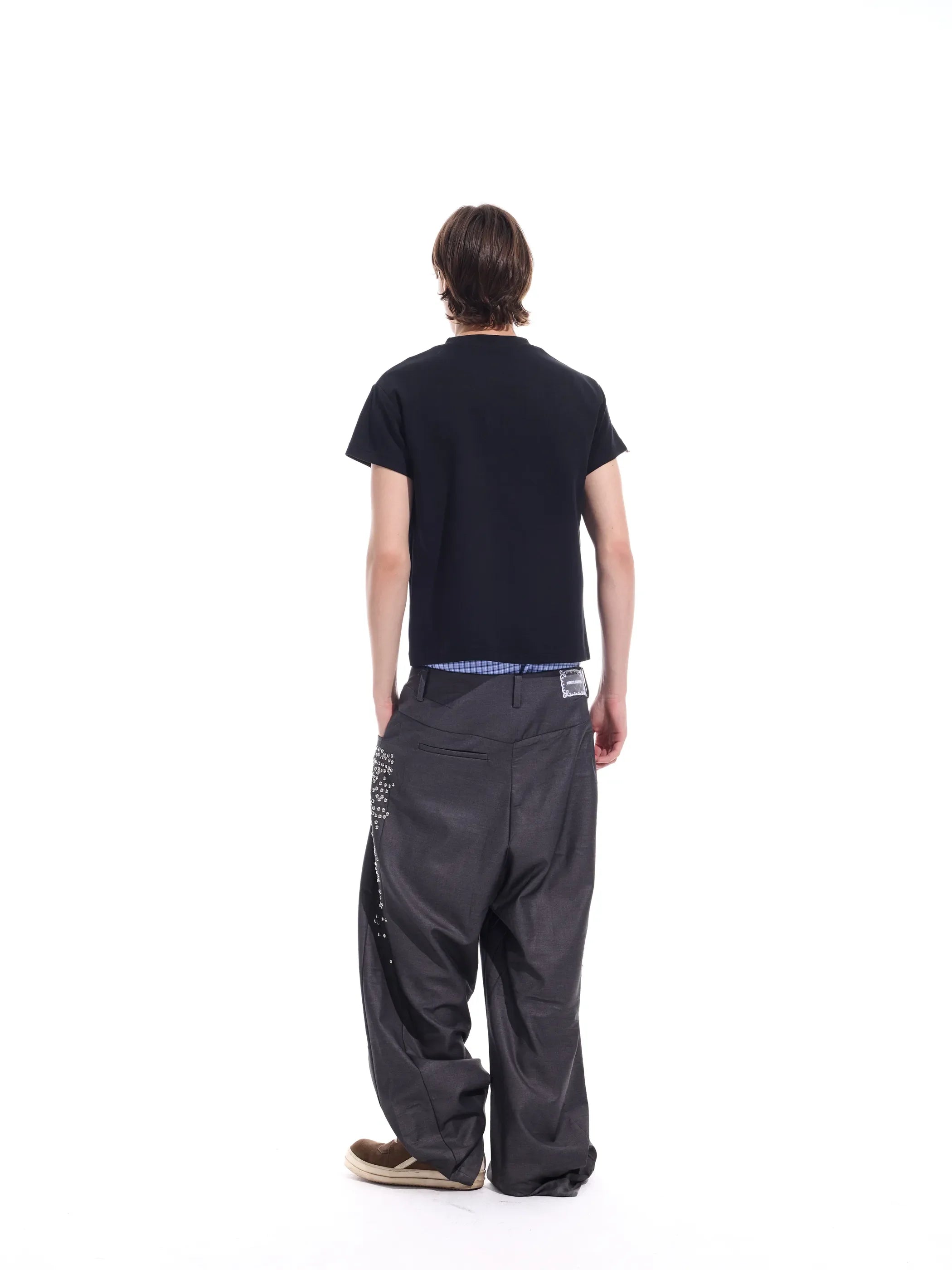 Hotfix-ribbon straight-leg trousers