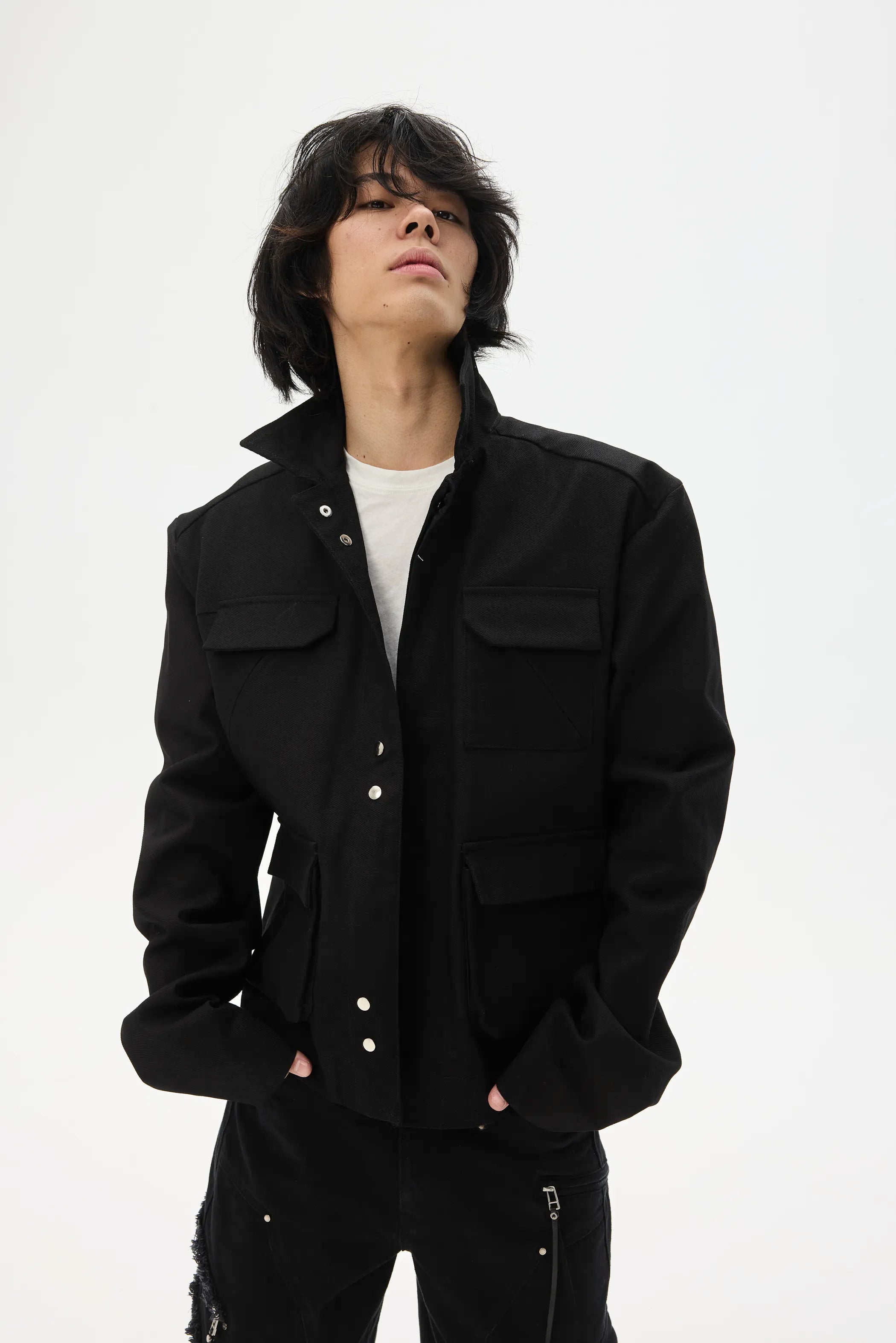 Main shot of Lace-Label Multi-Pocket Magnetic Closure Jacket