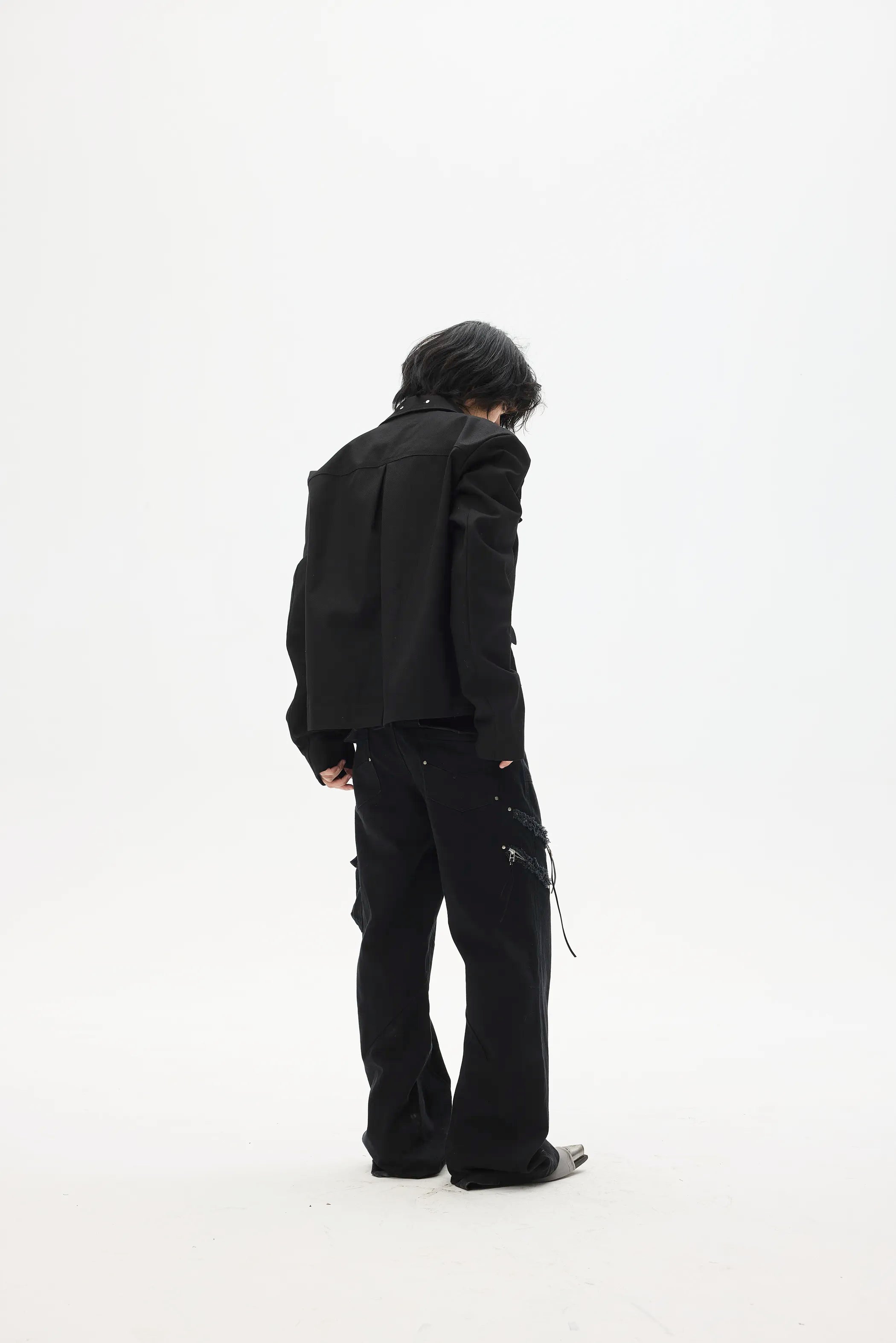 Model shot of Lace-Label Multi-Pocket Magnetic Closure Jacket 8