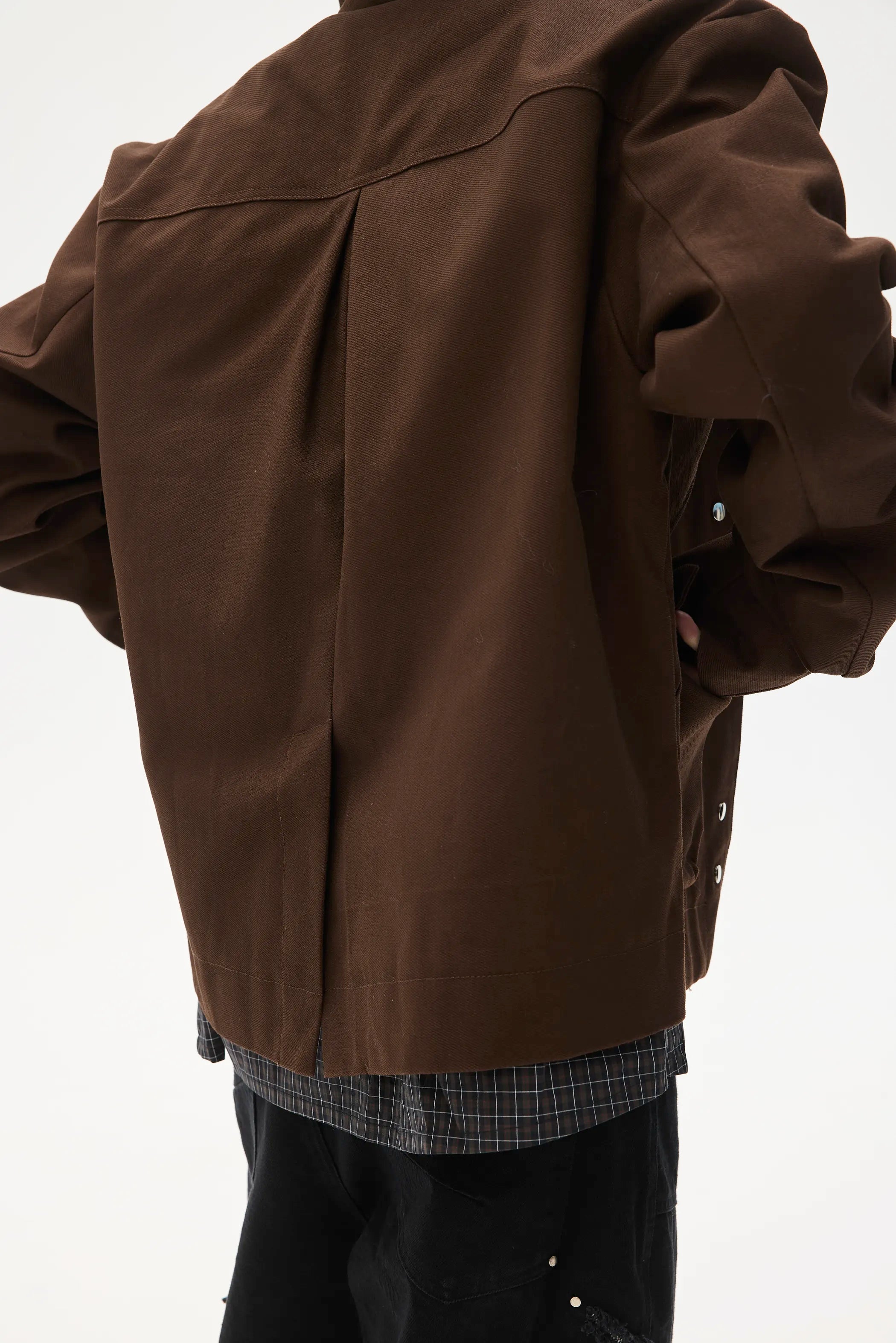 Model shot of Lace-Label Multi-Pocket Magnetic Closure Jacket 9