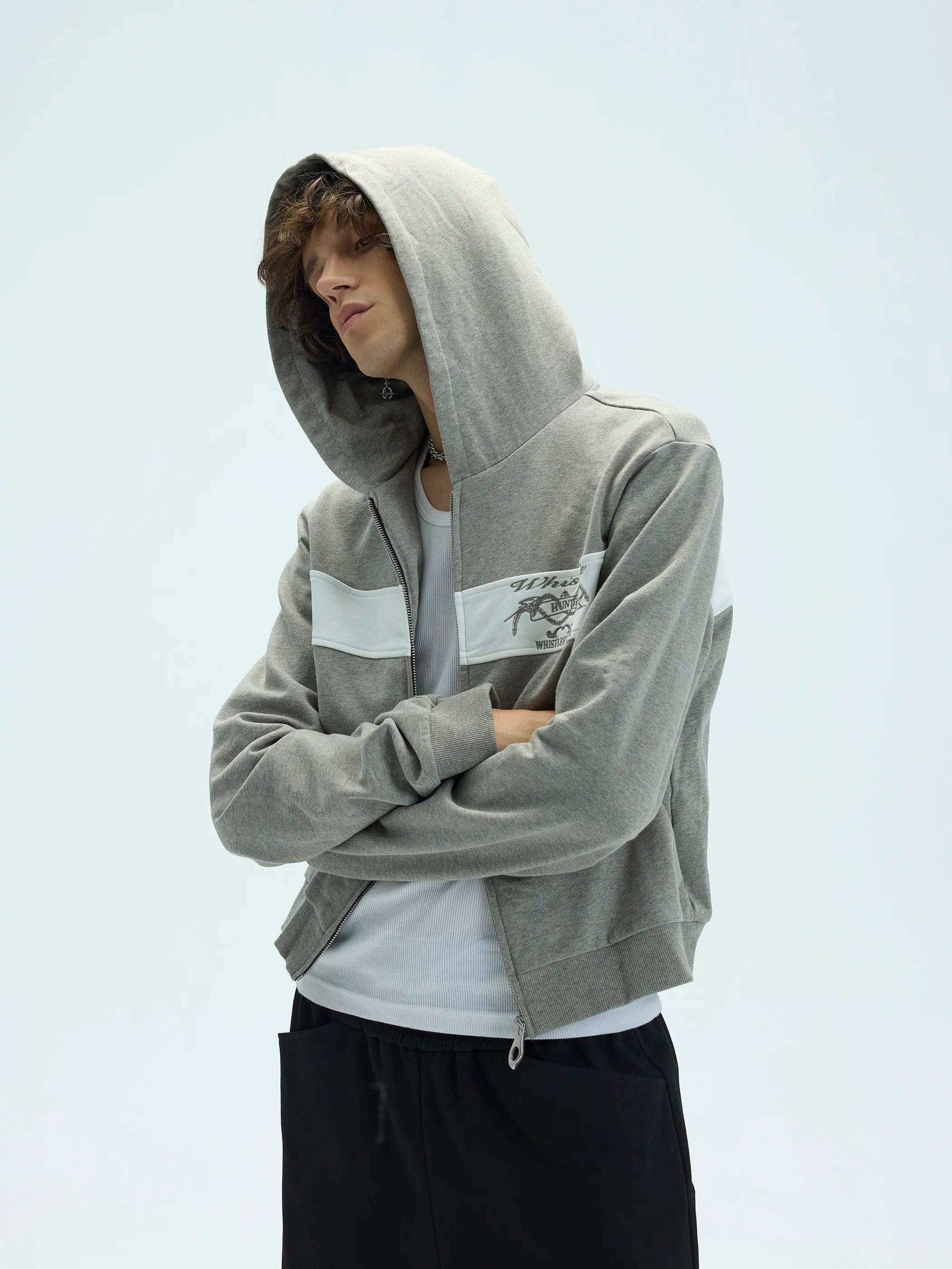 Main shot of Preppy Patchwork Embroidered Hoodie