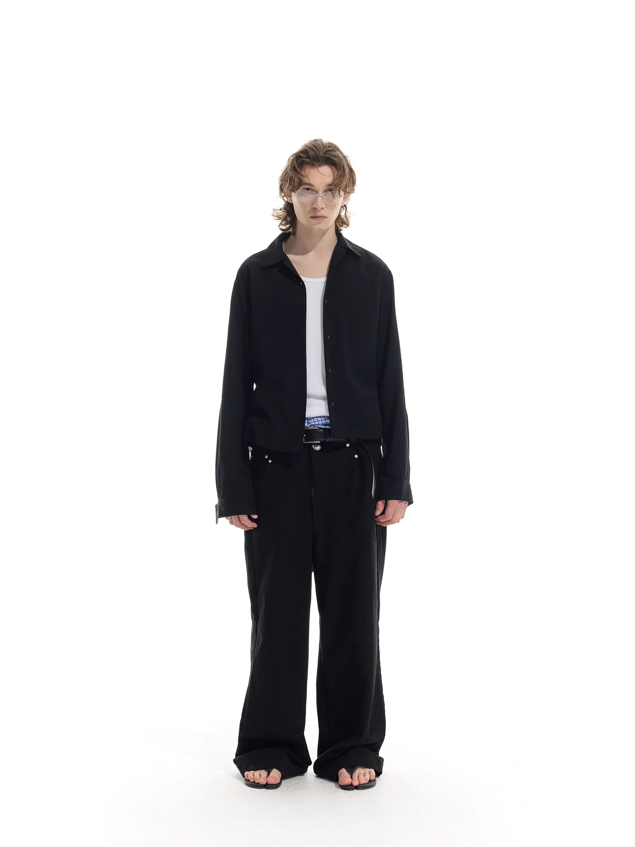 Model shot of Rose Fabric Long Shirt 2