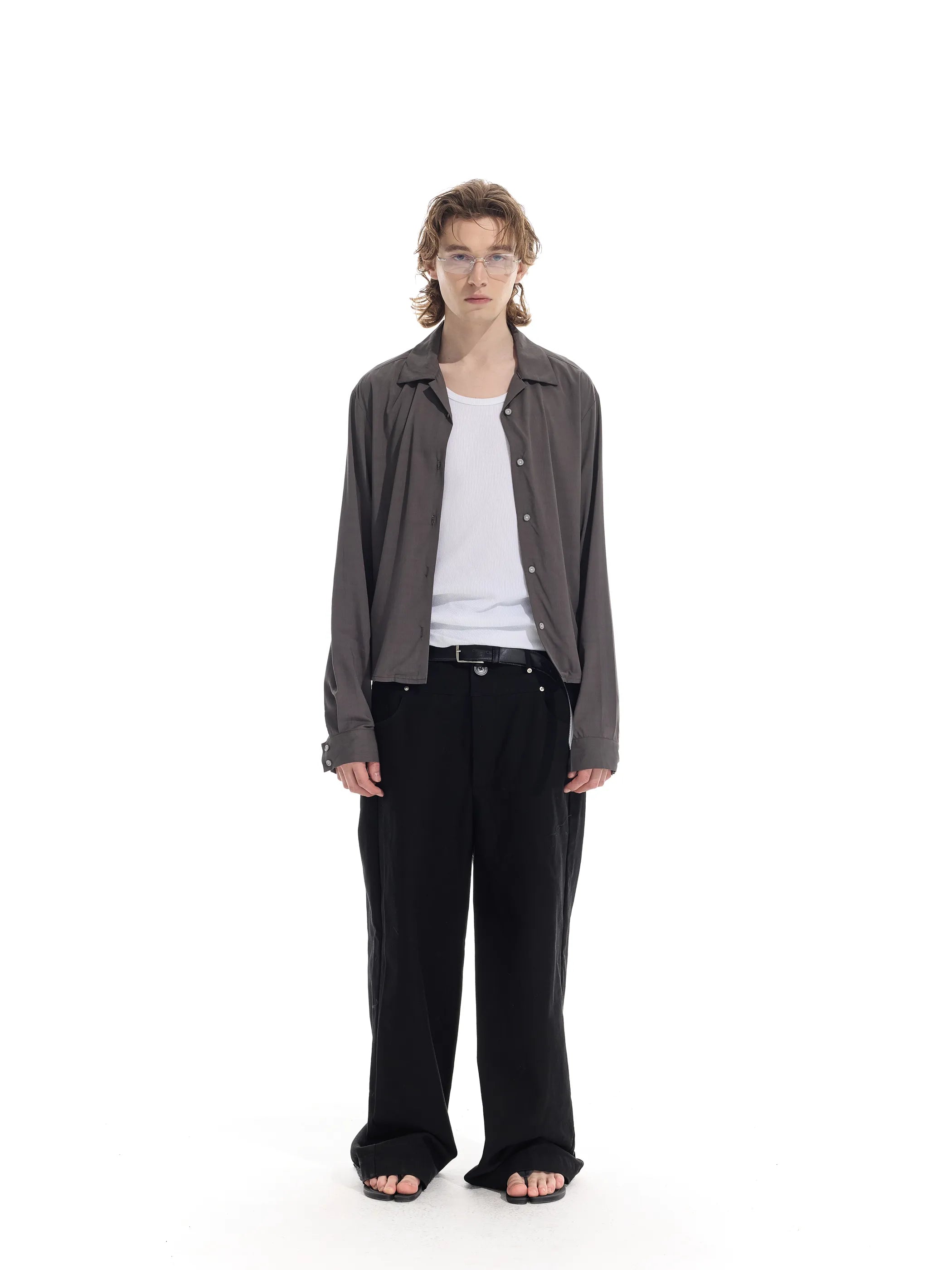 Model shot of Rose Fabric Long Shirt 2
