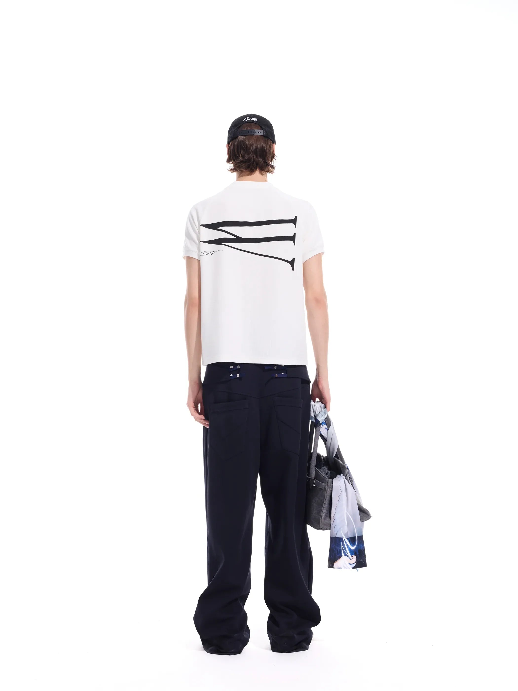 Waffle-texture print short-sleeve tee