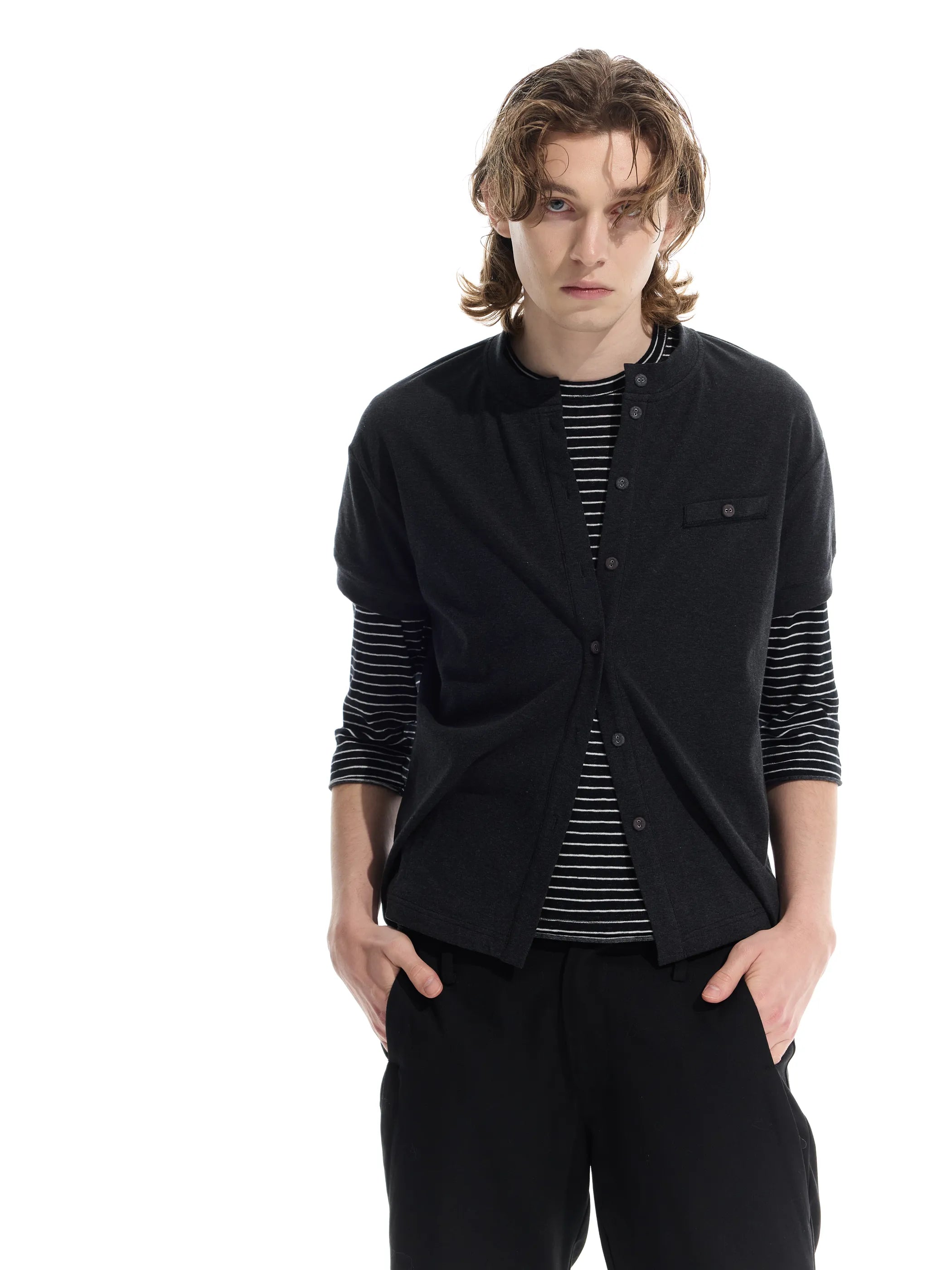 Wool-blend short cardigan