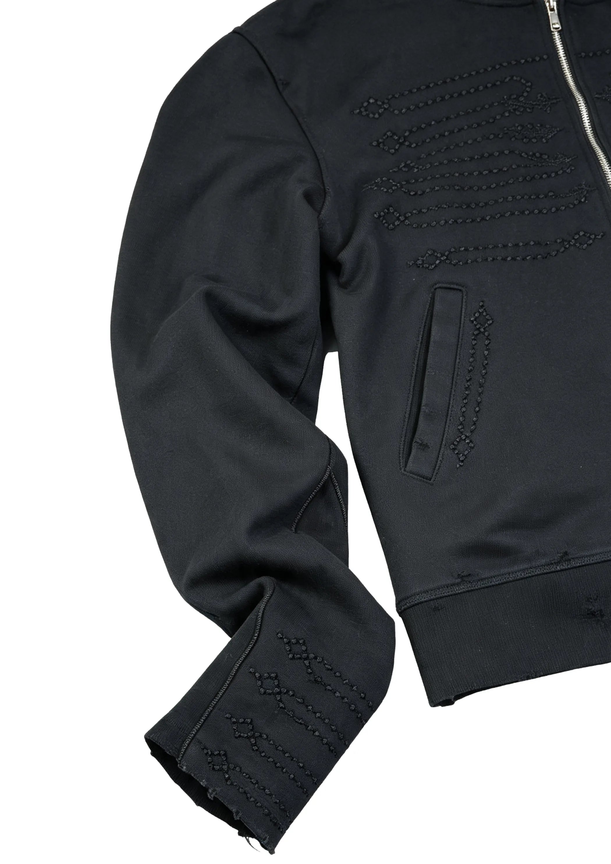 Court Embroidered Fur-trimmed Cropped Sweatshirt