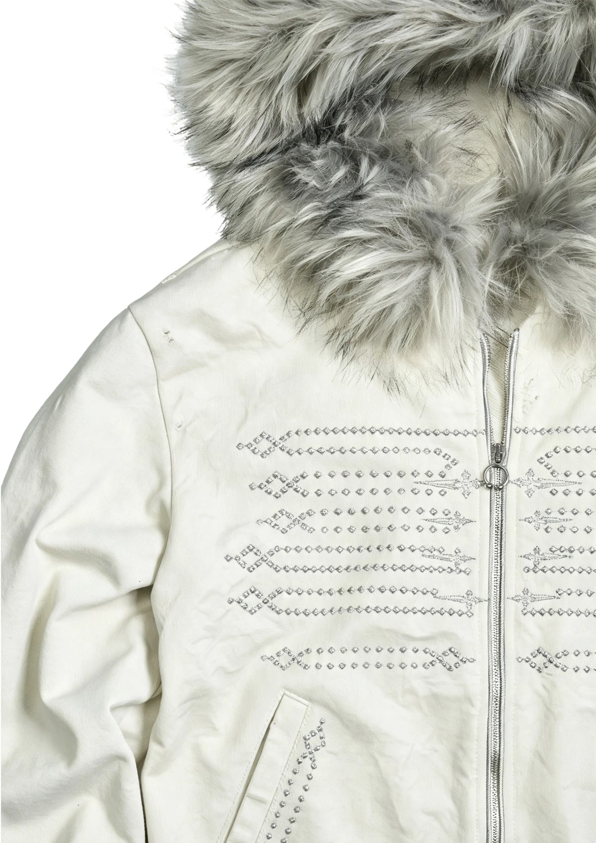 Court Embroidered Fur-trimmed Cropped Sweatshirt