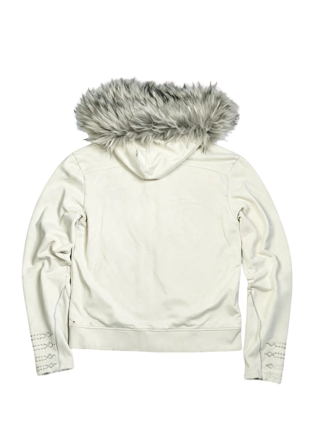 Court Embroidered Fur-trimmed Cropped Sweatshirt