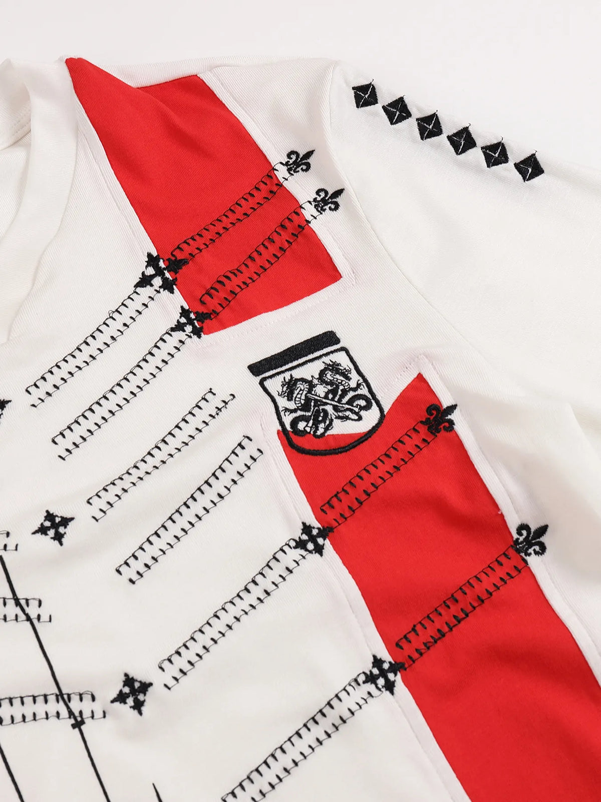 Embroidered Print Patchwork Fitted Long-sleeve Jersey