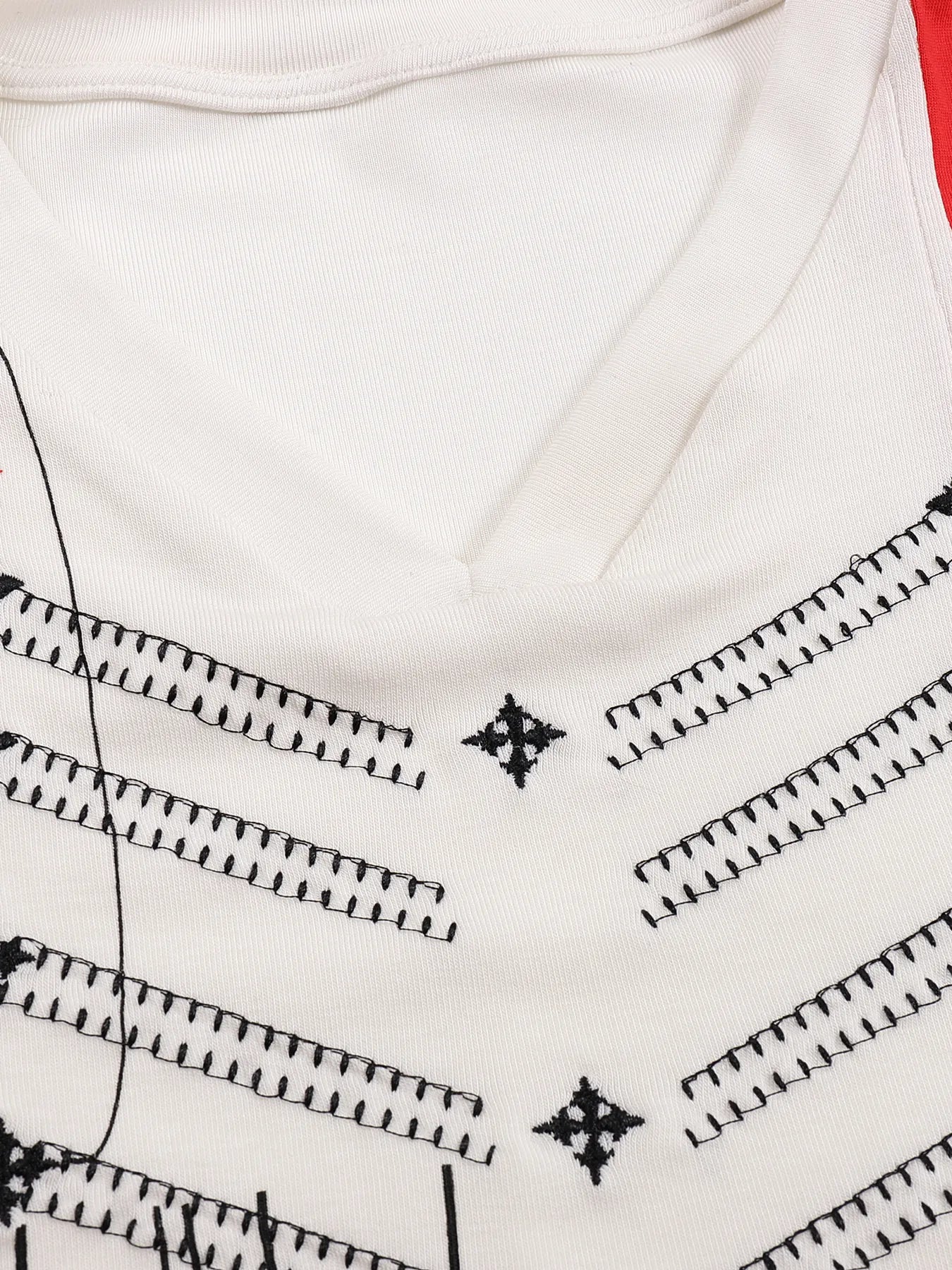 Embroidered Print Patchwork Fitted Long-sleeve Jersey