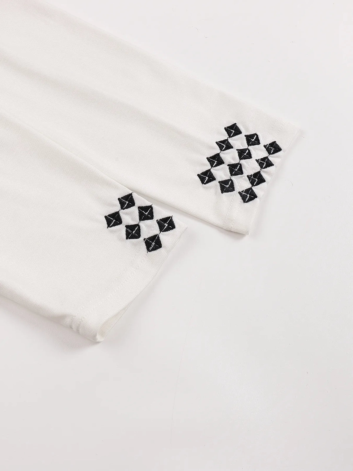 Embroidered Print Patchwork Fitted Long-sleeve Jersey