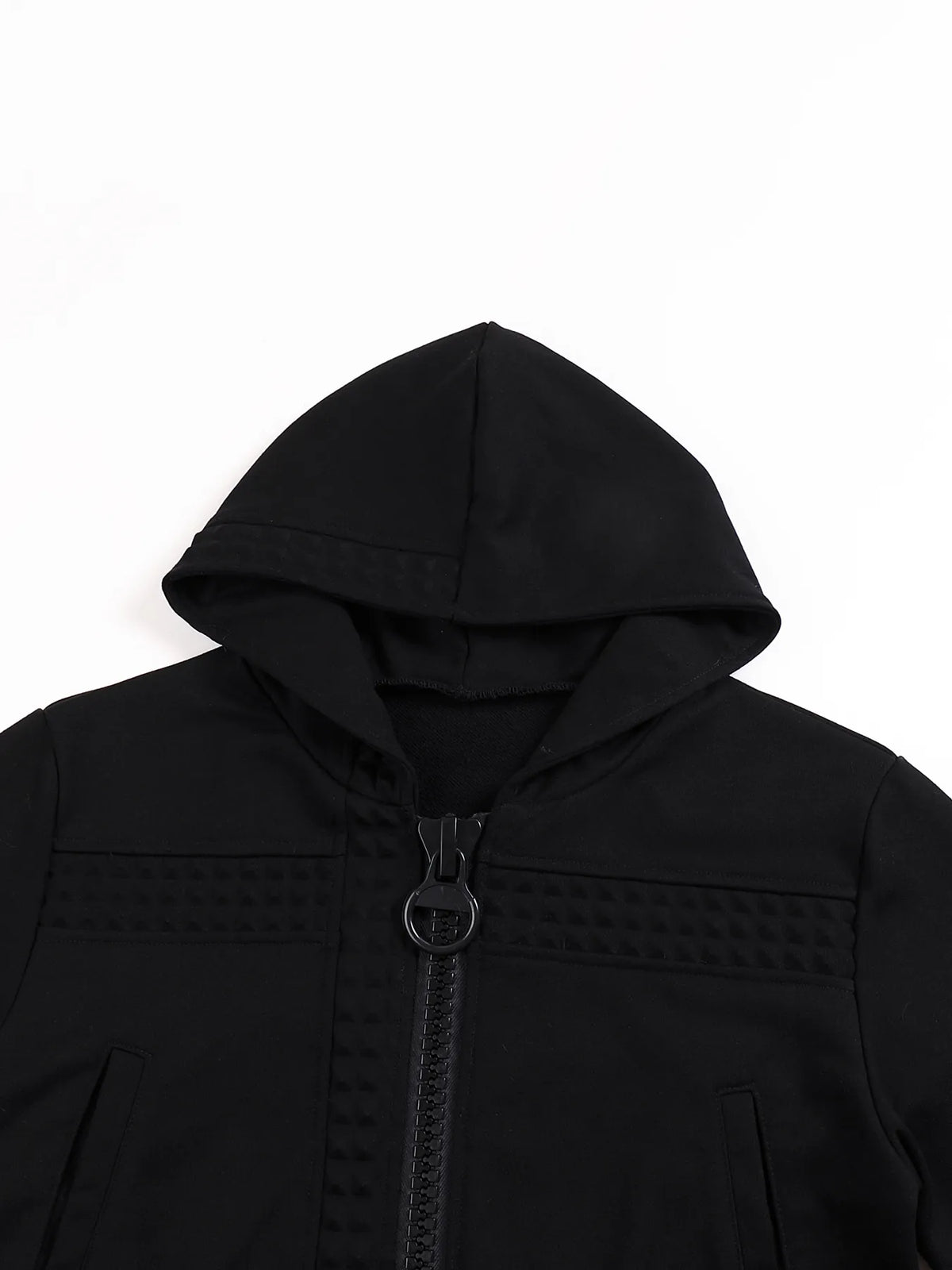 Large Zip Embossed Cross Hoodie