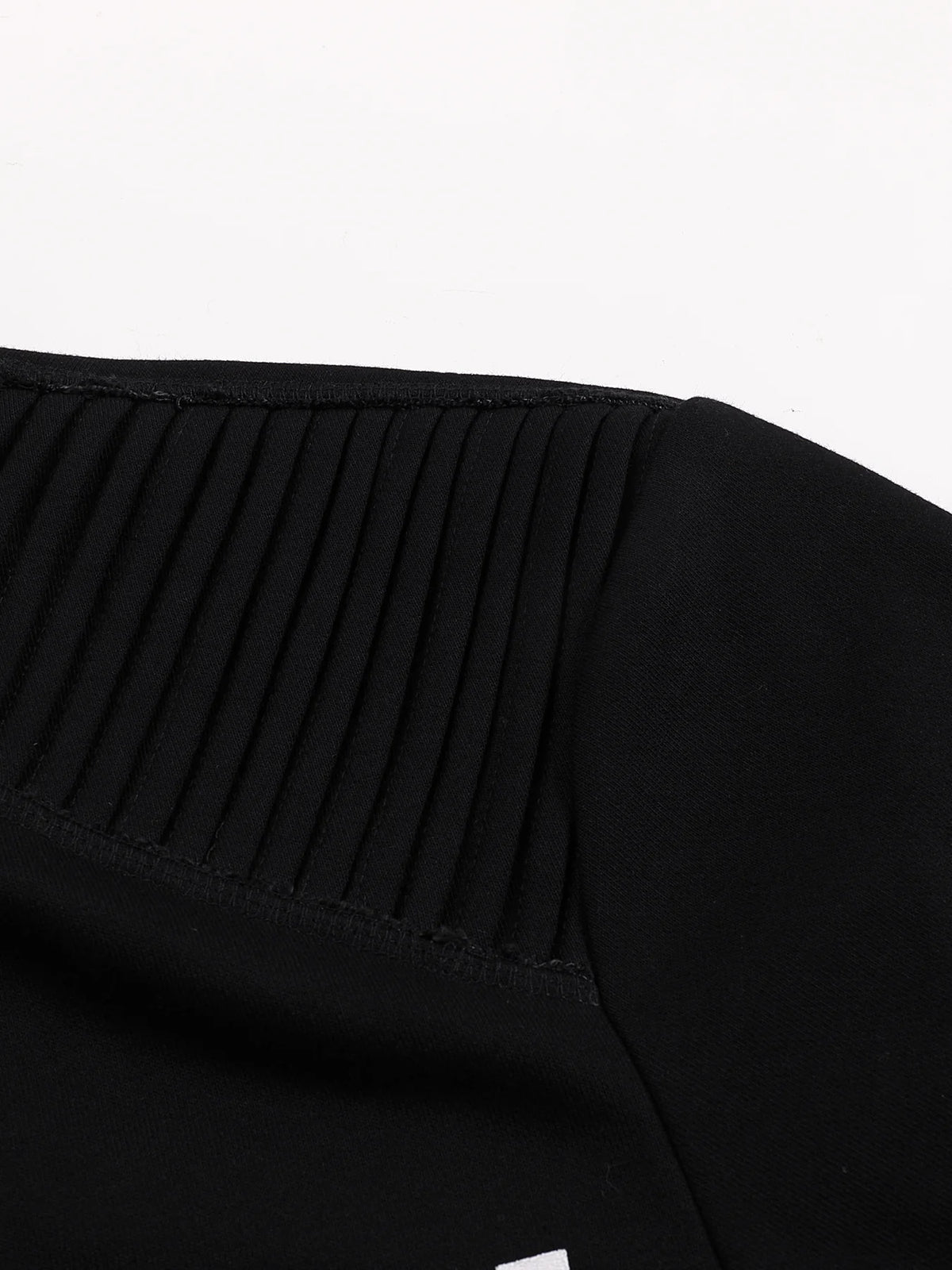 Printed Pleated-Shoulder Sweatshirt Jacket