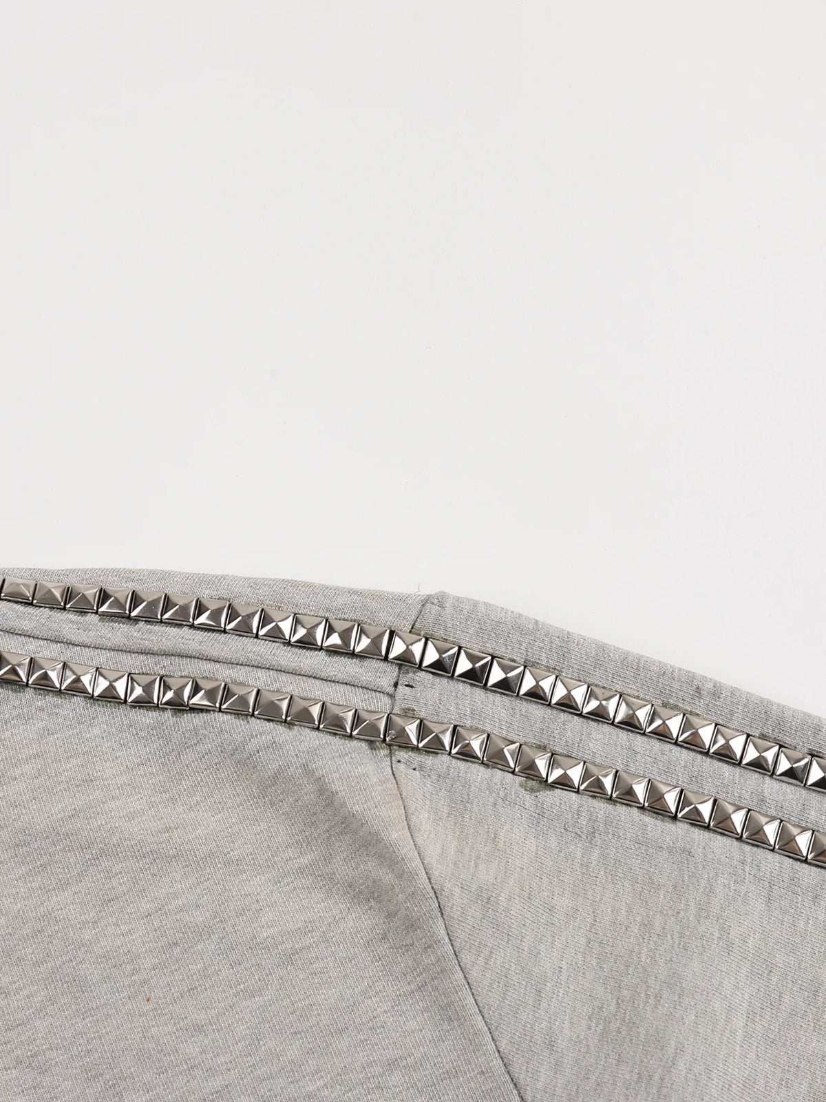 Washed Rhinestone Sweatshirt Jacket with an Irregular Zipper