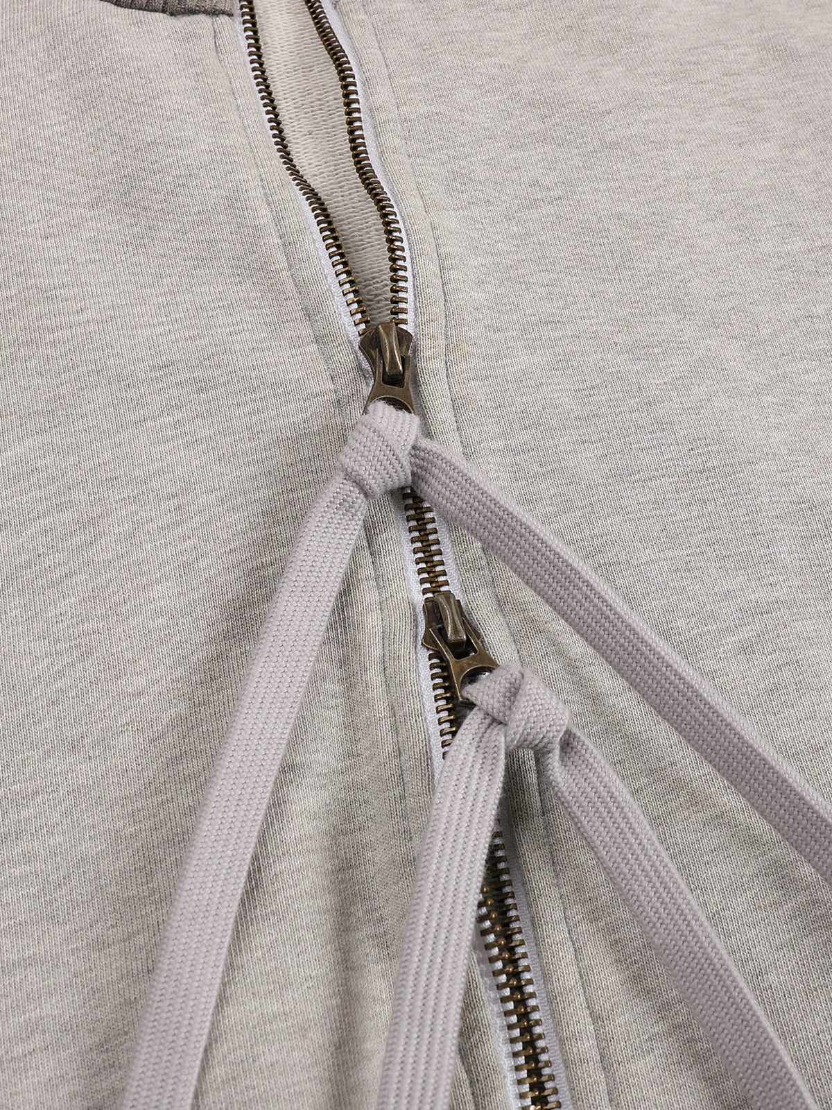 Washed Rhinestone Sweatshirt Jacket with an Irregular Zipper