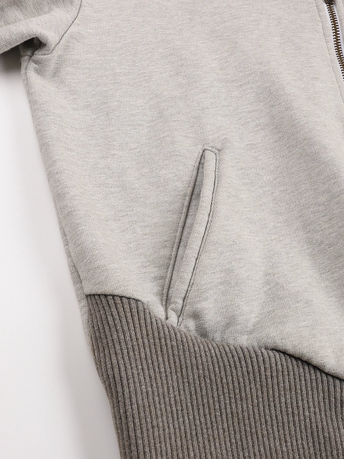Washed Rhinestone Sweatshirt Jacket with an Irregular Zipper