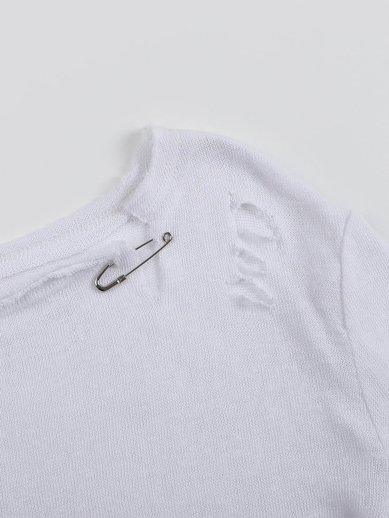 Pin-snap long-sleeve knit tee
