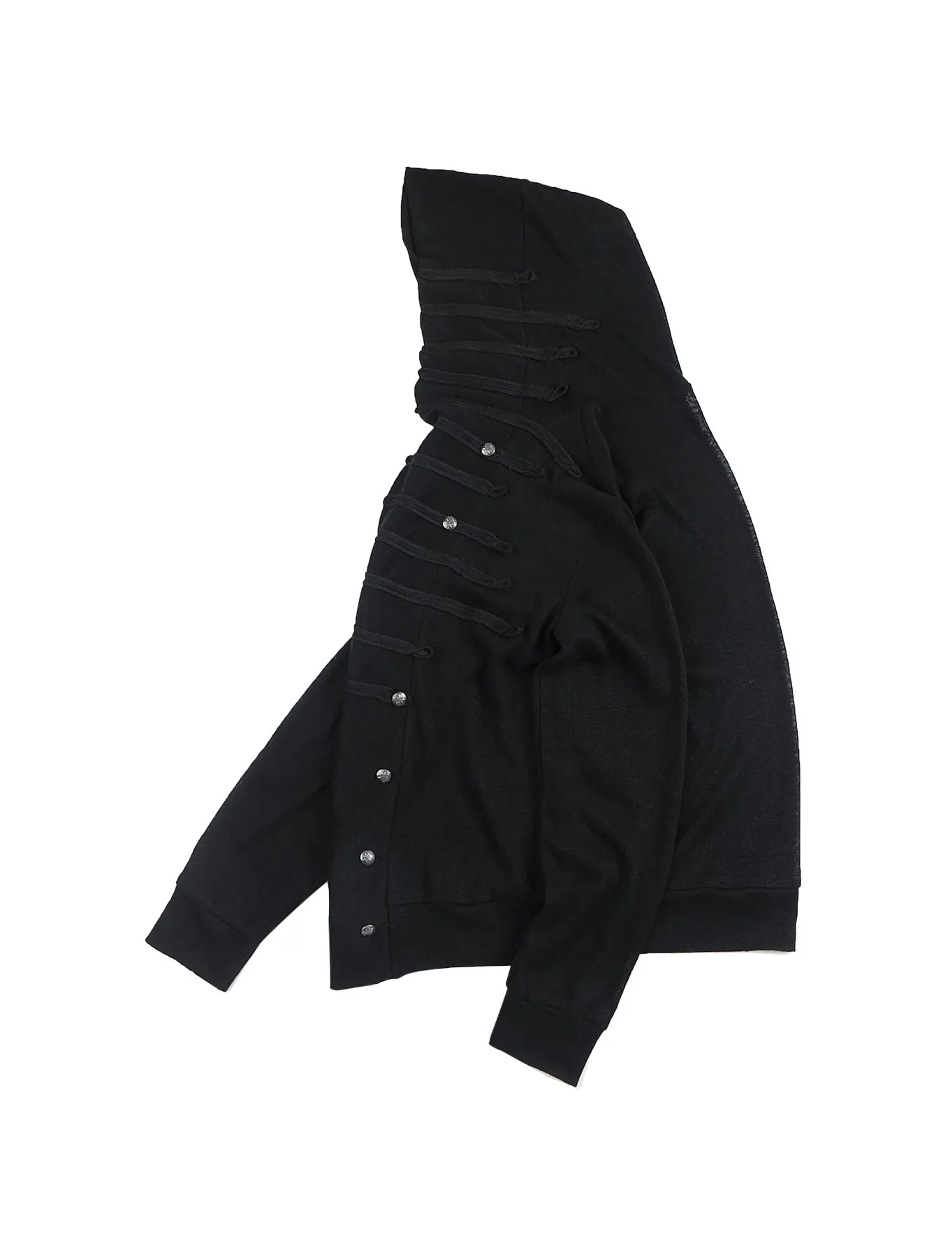 Regimental-tape hooded cardigan
