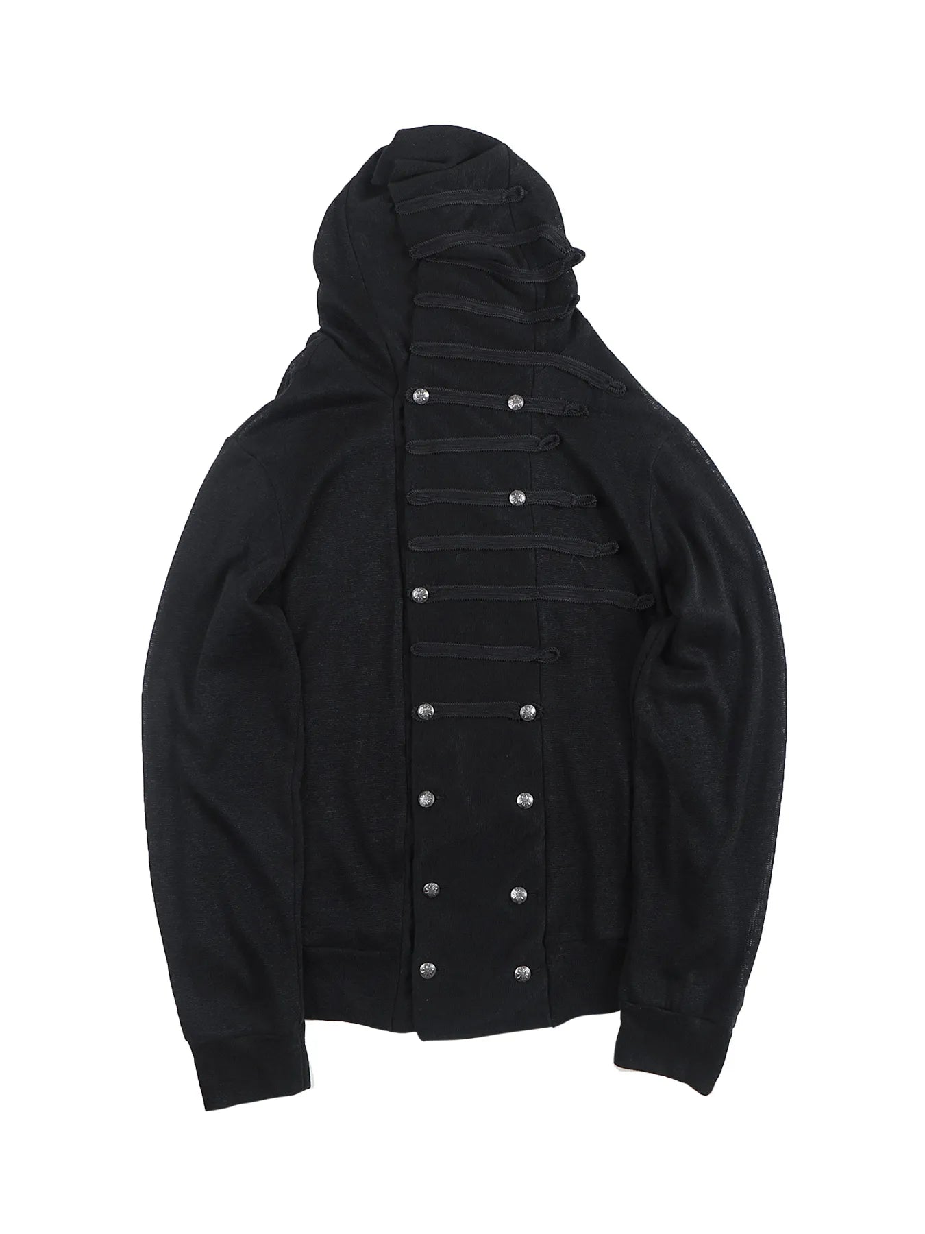 Regimental-tape hooded cardigan