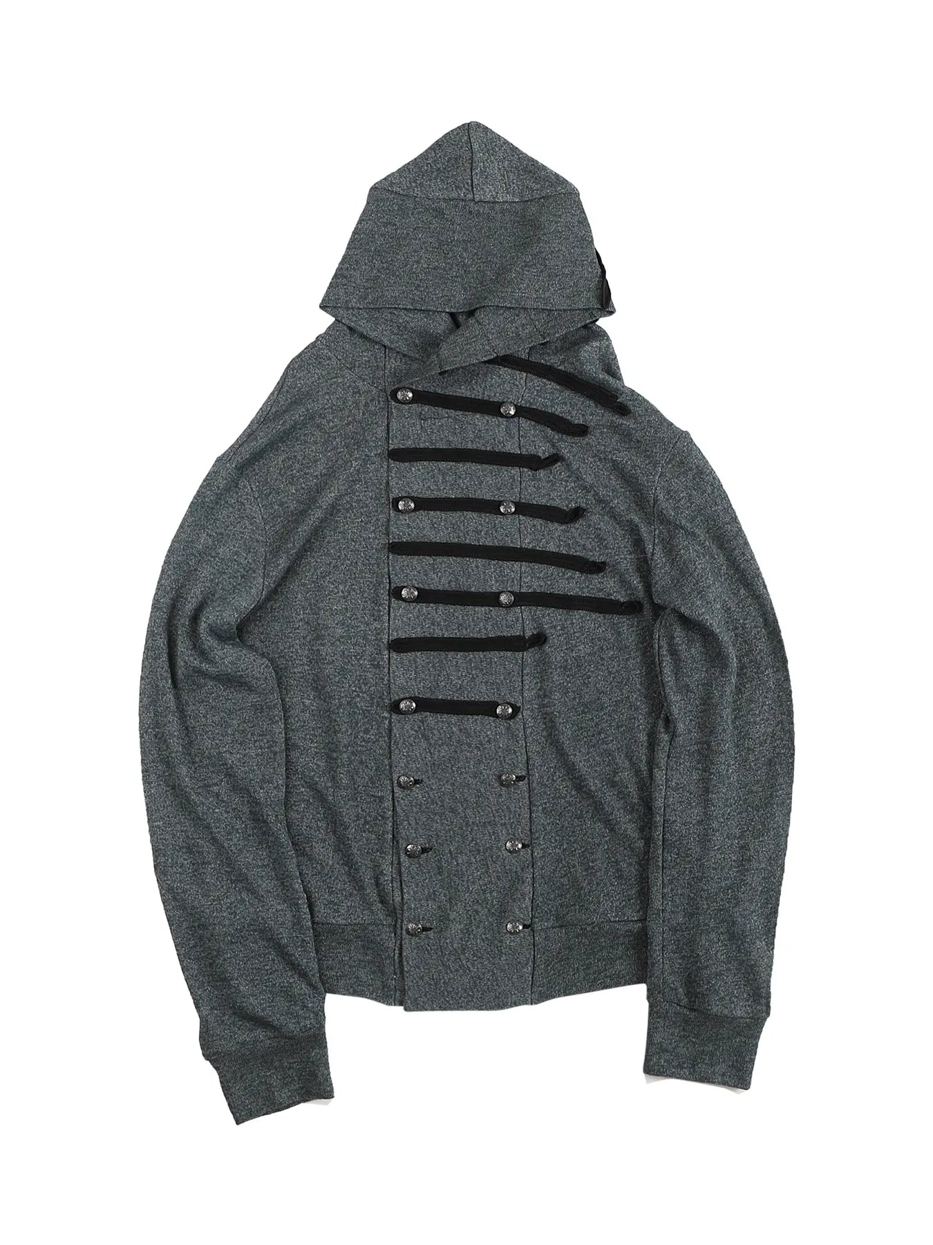 Regimental-tape hooded cardigan