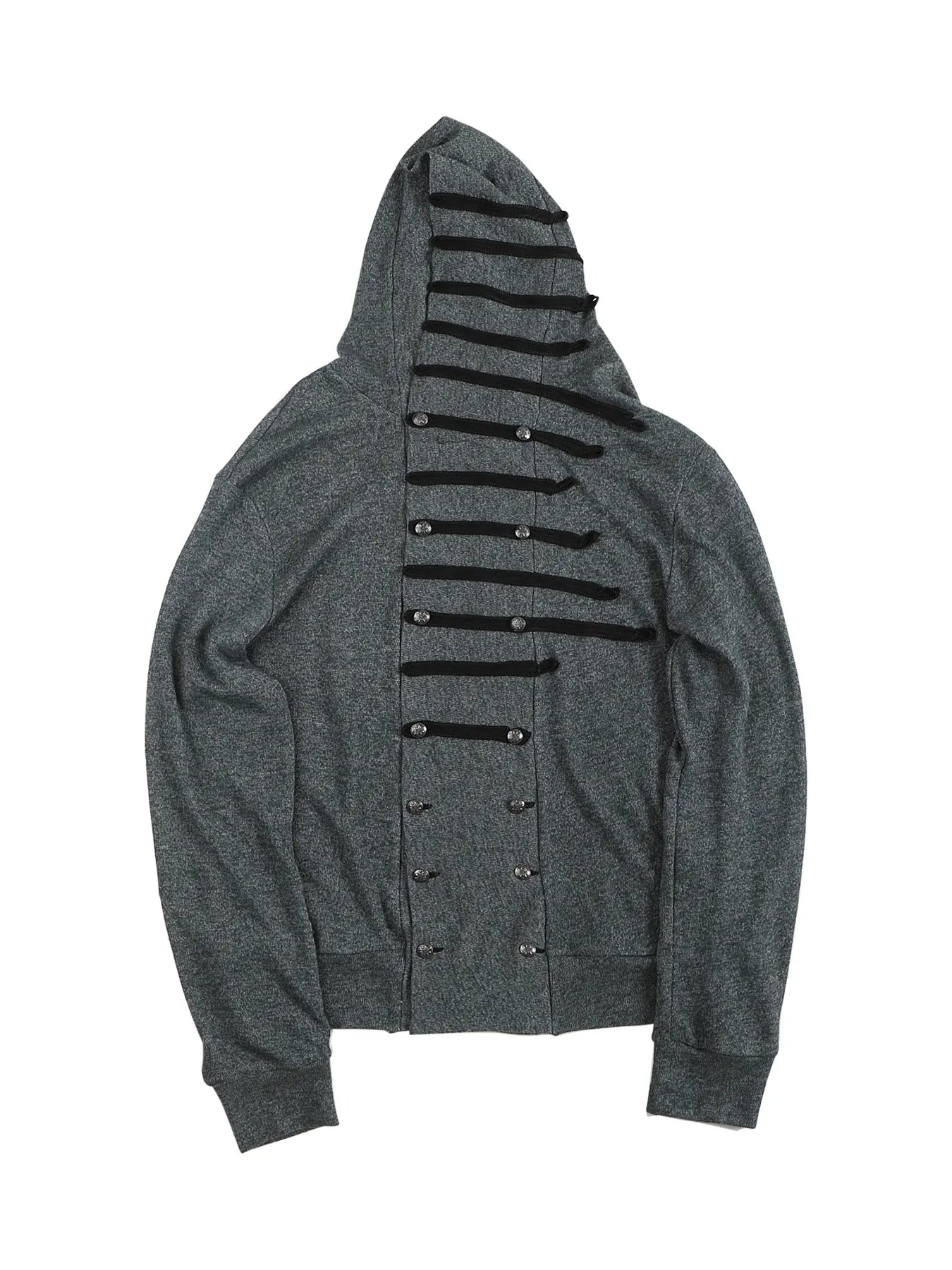 Regimental-tape hooded cardigan