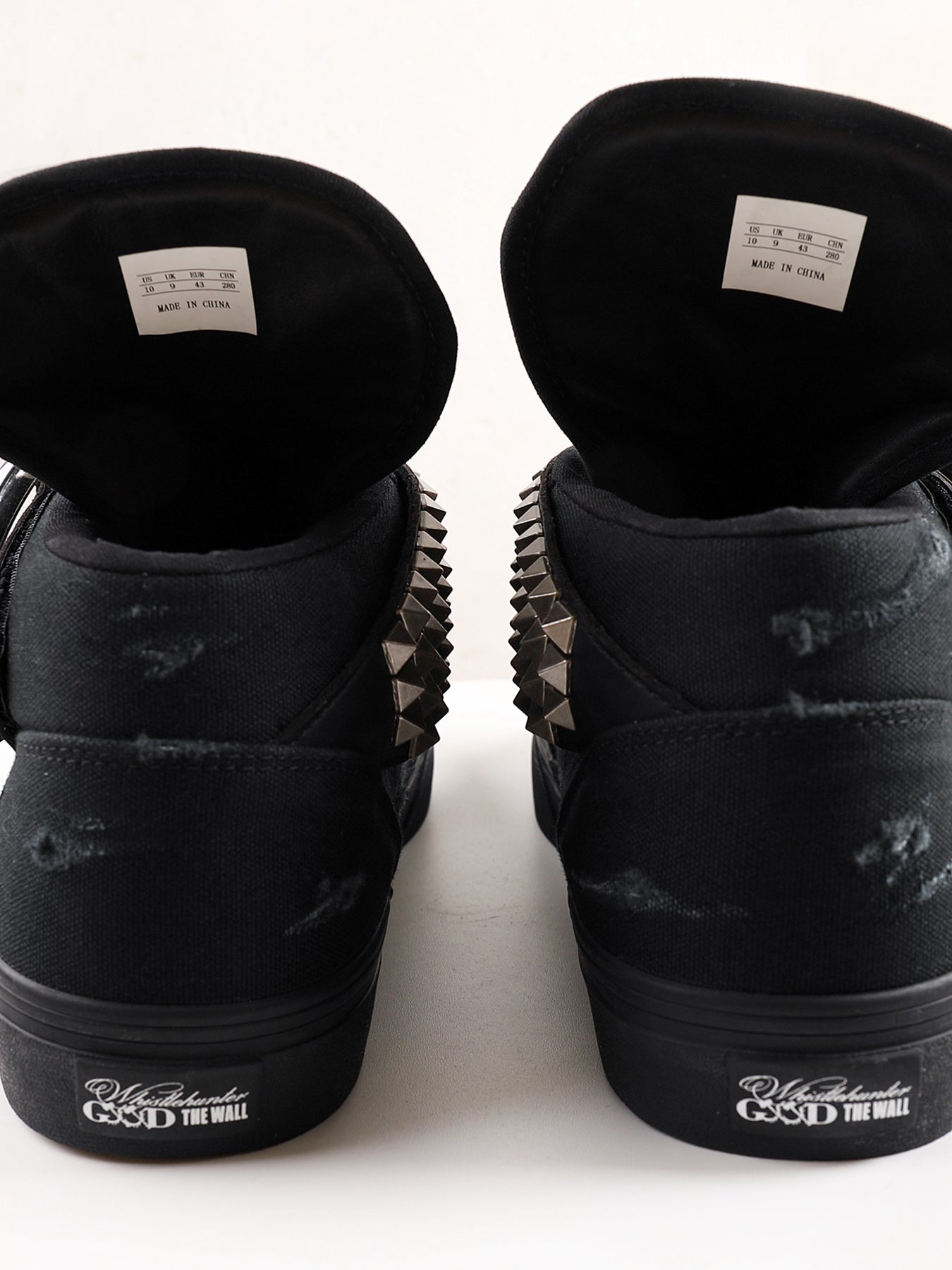 Silver Wing Studded Canvas Hi-Top Shoes