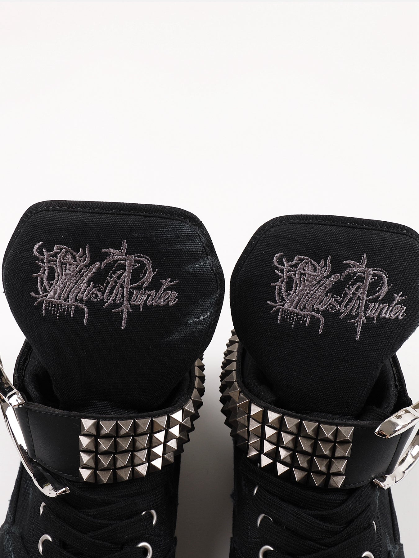 Silver Wing Studded Canvas Hi-Top Shoes