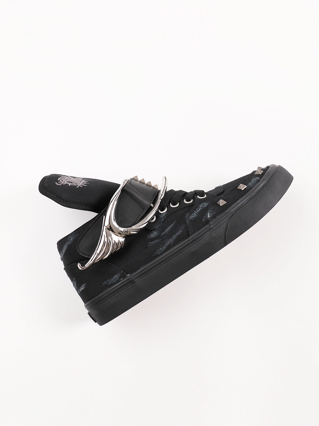 Silver Wing Studded Canvas Hi-Top Shoes
