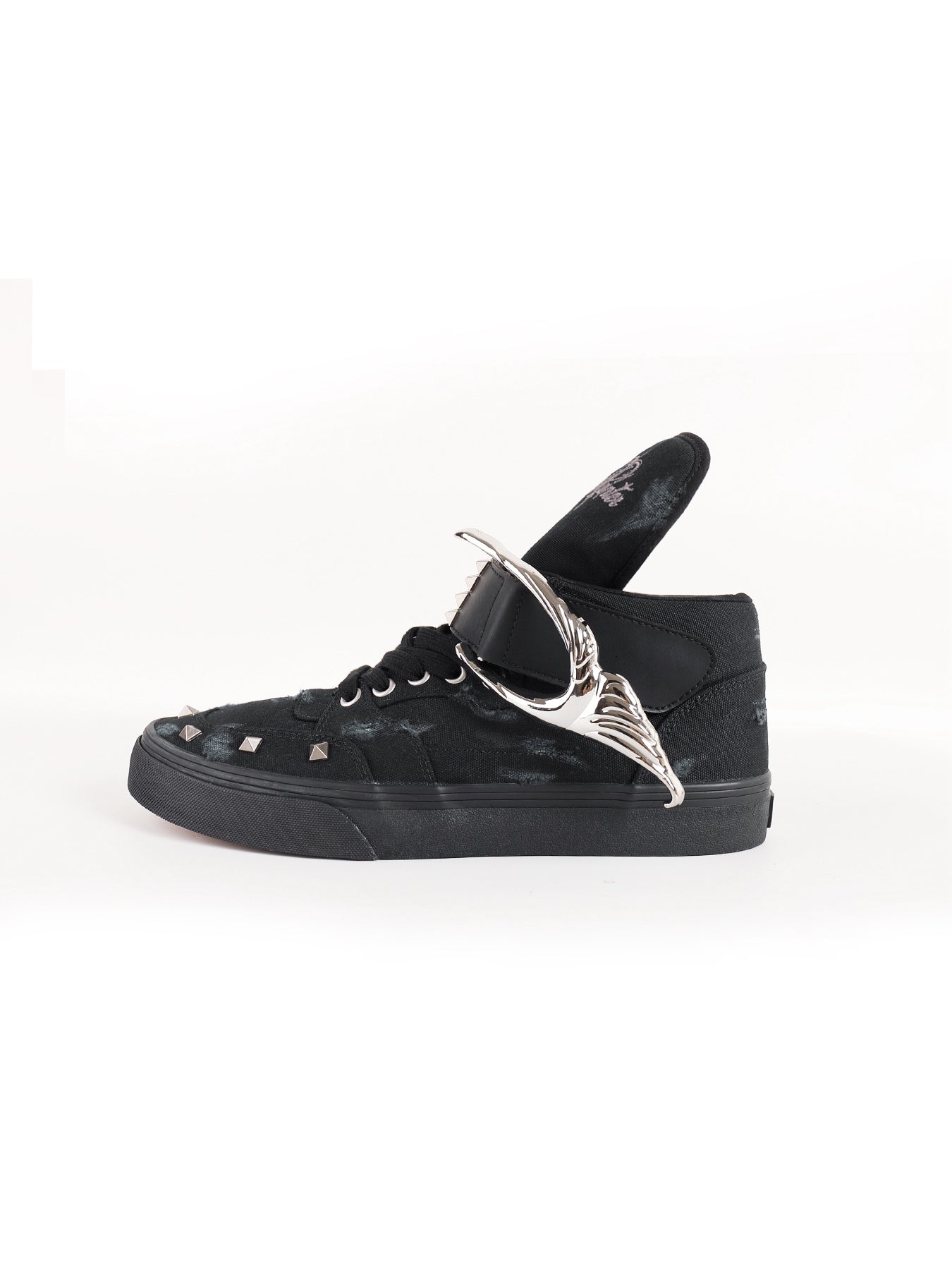 Silver Wing Studded Canvas Hi-Top Shoes